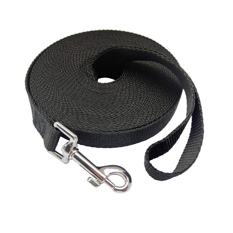 MANDAO Nylon Training Dog Leash for Small Medium Large Dogs, 15ft 20ft 30ft 50ft Long Leash Dog/Puppy Lead for Obedience Recall Training, Camping (30ft, Black) - Image 1